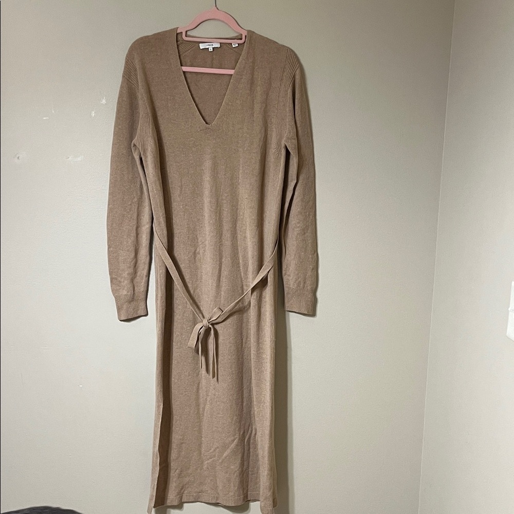 Vince Tan Long Sleeve Knit Dress